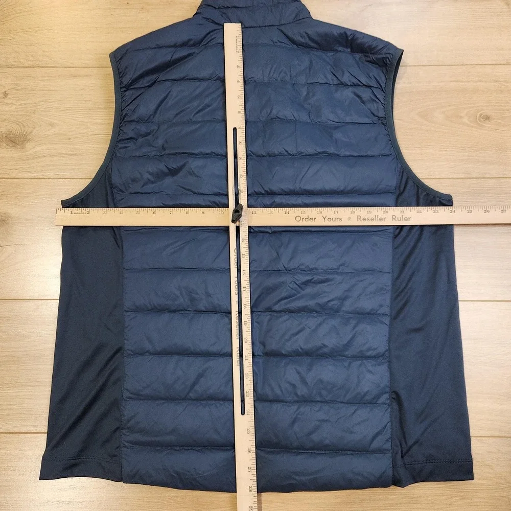 Eddie Bauer Down 550 Vest Mens XL‎ Blue Quilted Puffer Zip Pockets Lightweight